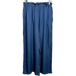 Penelope Rose 100%‎ Tencel Lyocell Chambray Pinstripe Wide Leg Pants M Palazzo